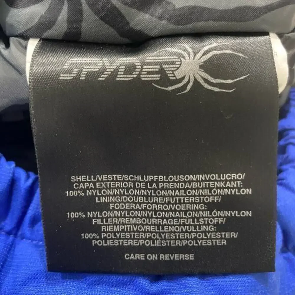 Spyder Boys 18 XL Blue Black Colorblock Puffer Ski Snow Jacket Winter Coat